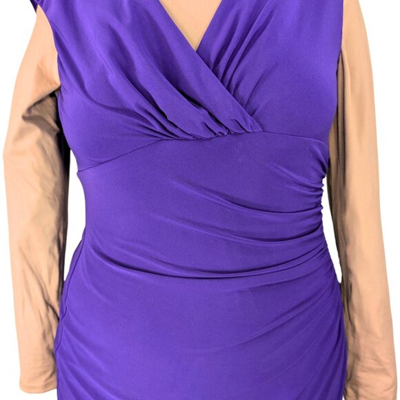 Lauren Ralph Lauren Wmns 12 Purple V-Neck Stretch Sleeveless Cocktail Dress - Picture 6 of 9